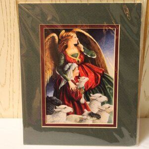 Angel & Shepherd with Sheep Matted Picture - New in Package